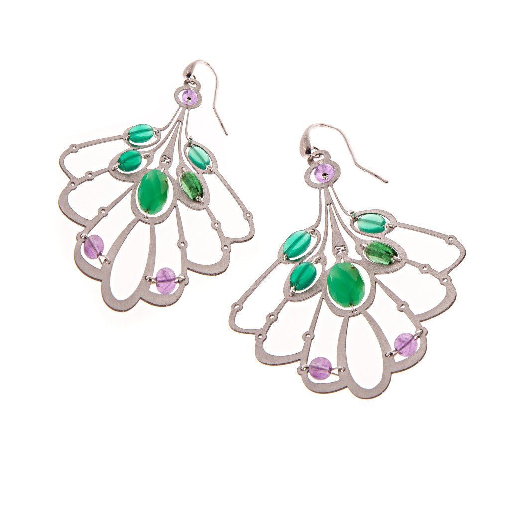 handmade Earrings LYS long Green ziio jewels