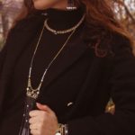 Necklace Fenice long black pearl