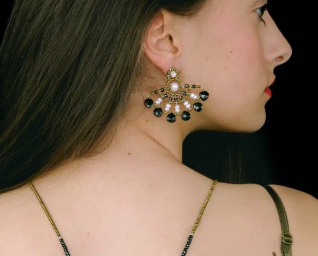 Earrings Abanico Black