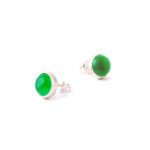 Earrings Satellite Cabochon Green Jade-Ziio Jewels