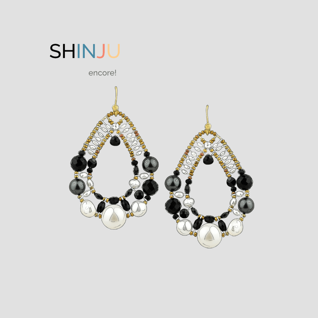 Shinju encore - New colors Earrings-Shinju-Black-design-Ziio-Jewels