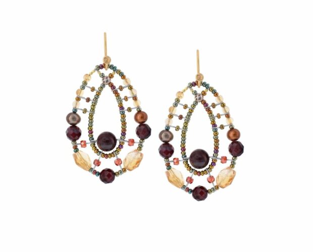 EARRINGS SHINJU COMET GARNET - front - Ziio Jewels