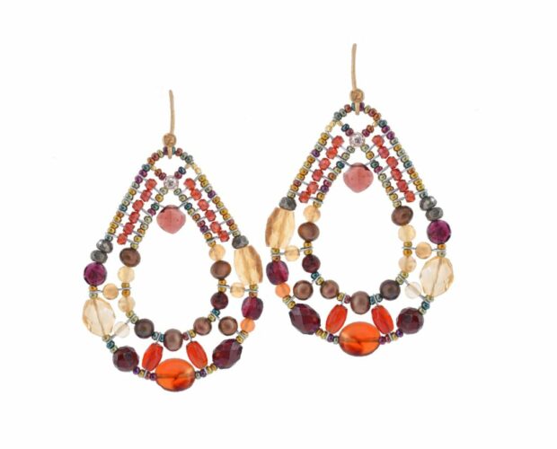 EARRINGS SHINJU GARNET - front - Ziio Jewels