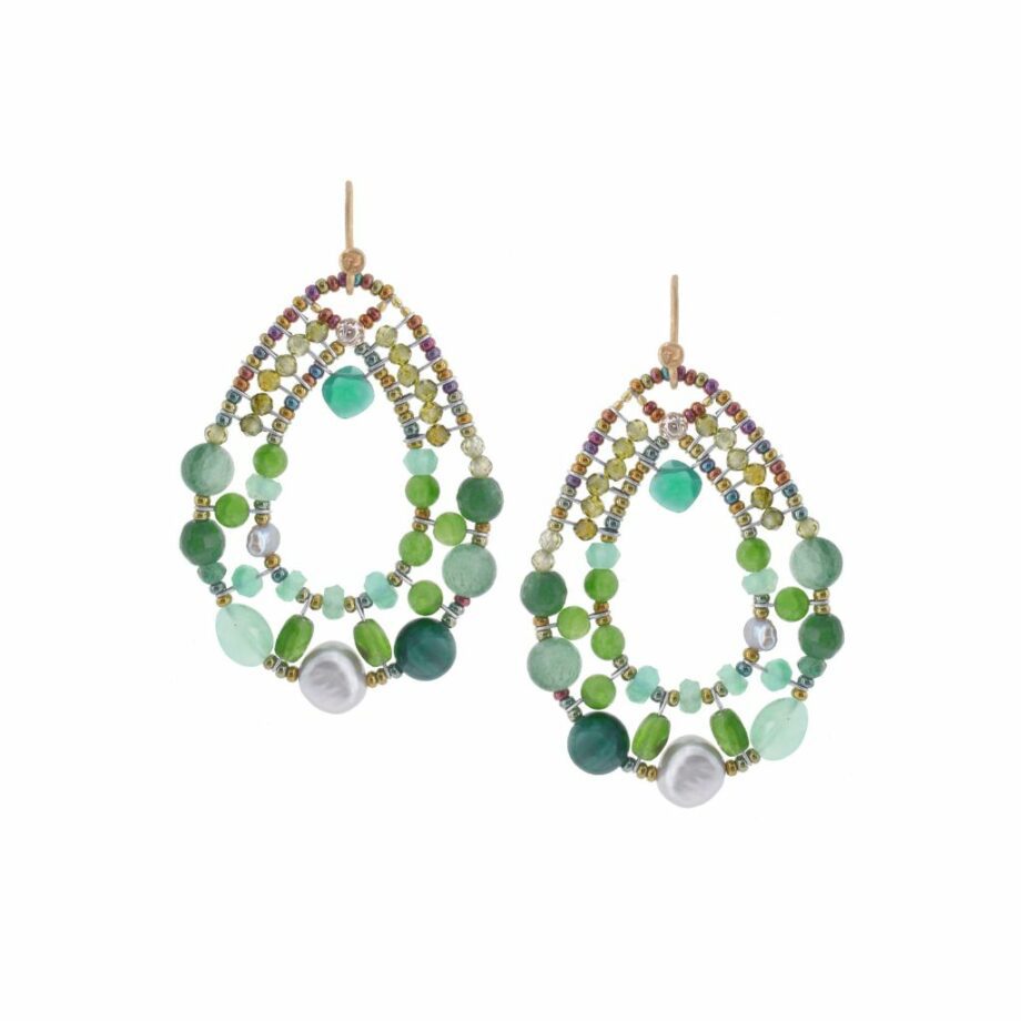 ORECCHINI SHINJU GREEN - front - Ziio Jewels