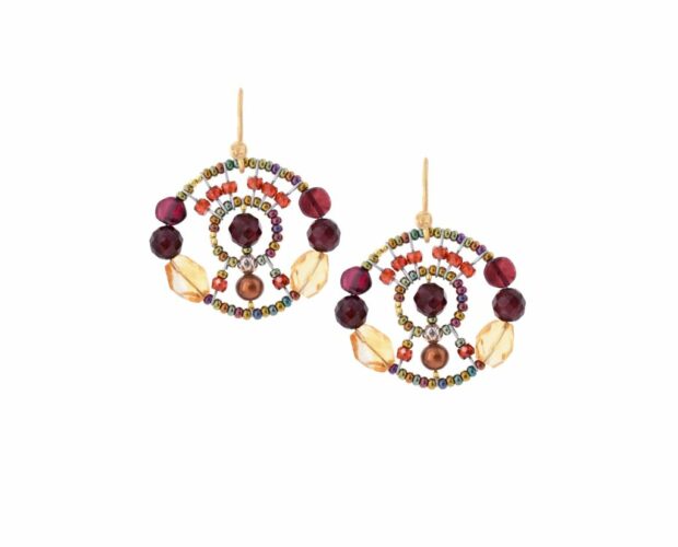 EARRINGS SHINJU SMALL GARNET - front - Ziio Jewels