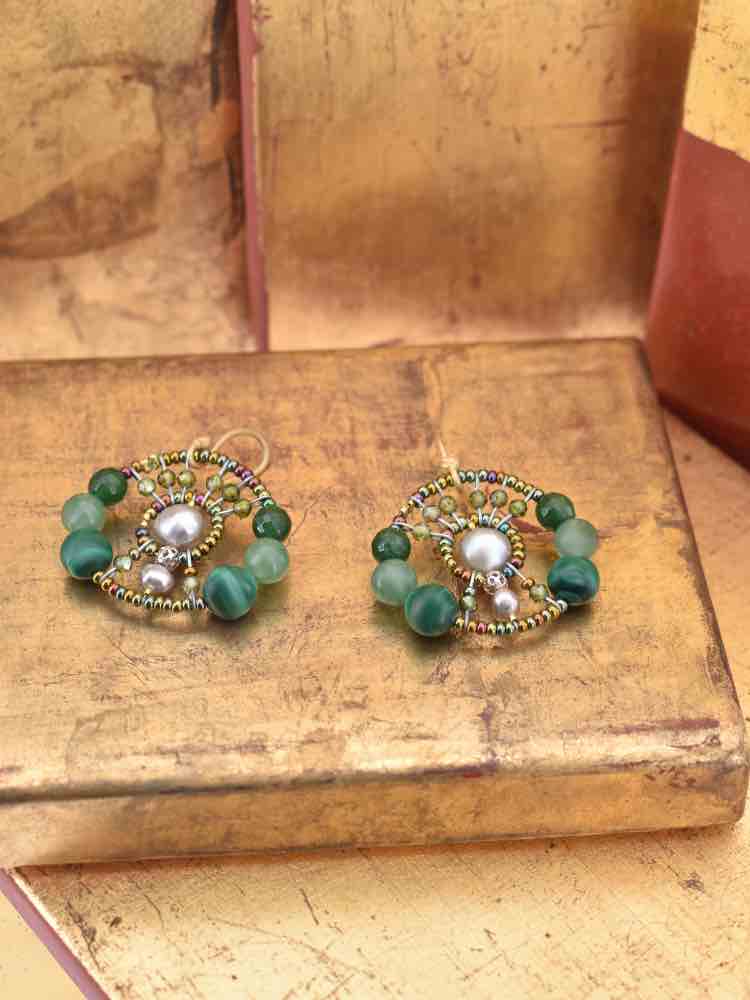 Earrings Shinju Small Green Ziio-Jewels