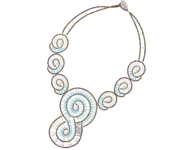 necklace shell large blu ziio-jewels