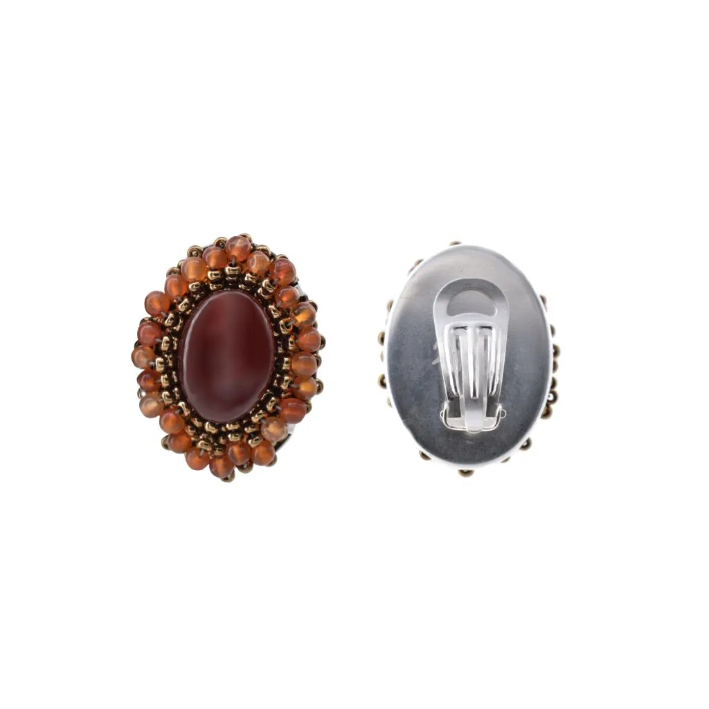 Earrings PENELOPE Ovale Cornaline Clip -back- ZIIO Jewels