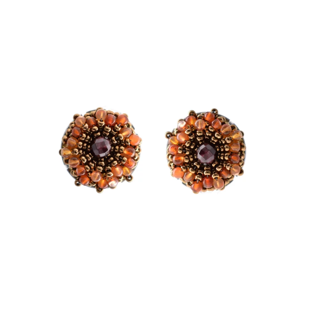 Earrings PENELOPE Round Cornaline Clip -front- ZIIO Jewels