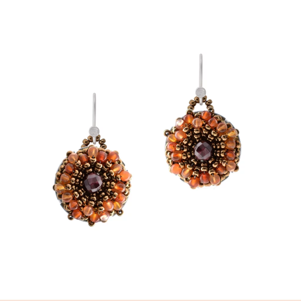 Earrings PENELOPE Round Cornaline Gancio - ZIIO Jewels