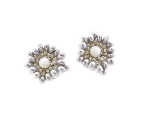 Earrings PENELOPE Round Grey Clip - ZIIO Jewels