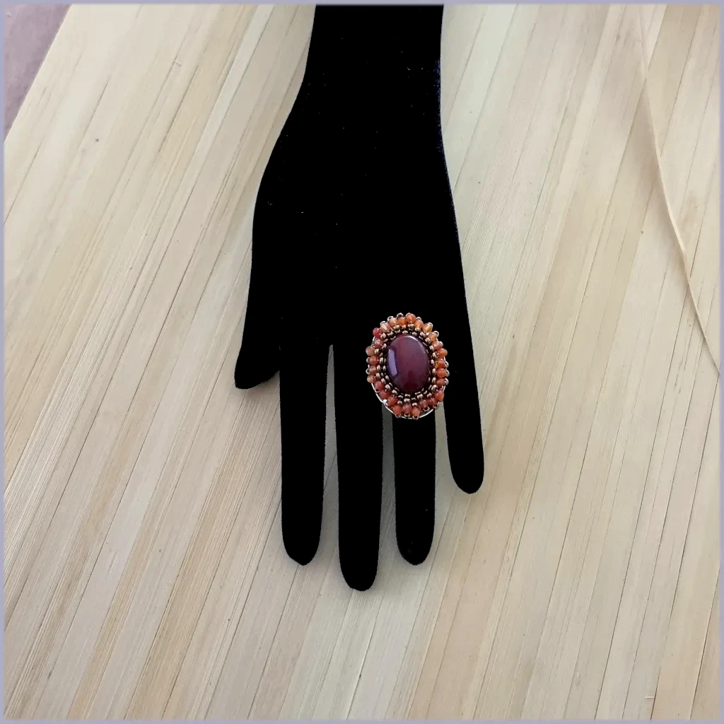 Ring PENELOPE Ovale Cornaline -Marqueterie-closeup- 1024