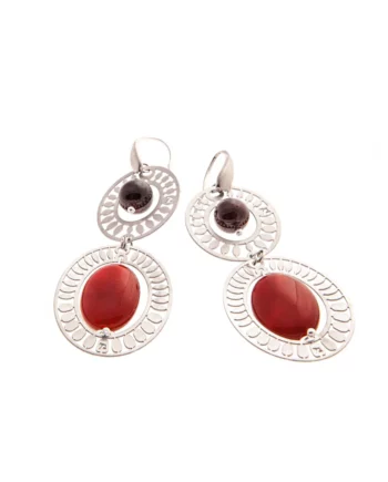 EARRINGS-OASIS-LONG-RED-AGATE- Ziio Jewels