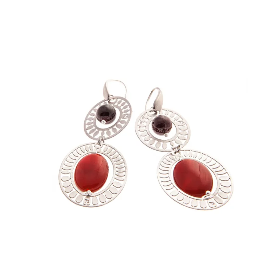 EARRINGS-OASIS-LONG-RED-AGATE- Ziio Jewels