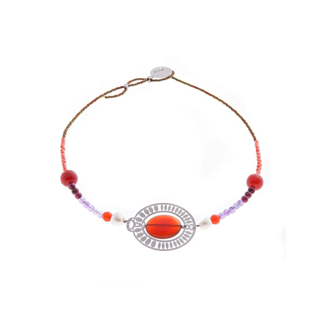 NECKLACE-OASIS-RED-AGATA-SMALL - Ziio Jewels