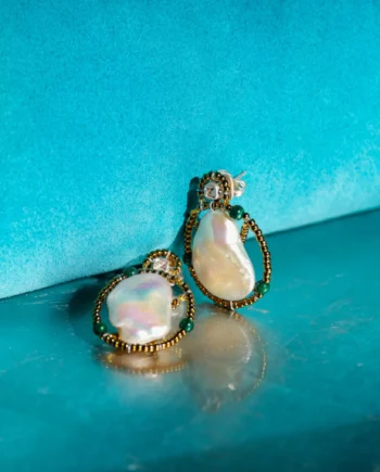 Earrings baroque small green - Ziio Jewels