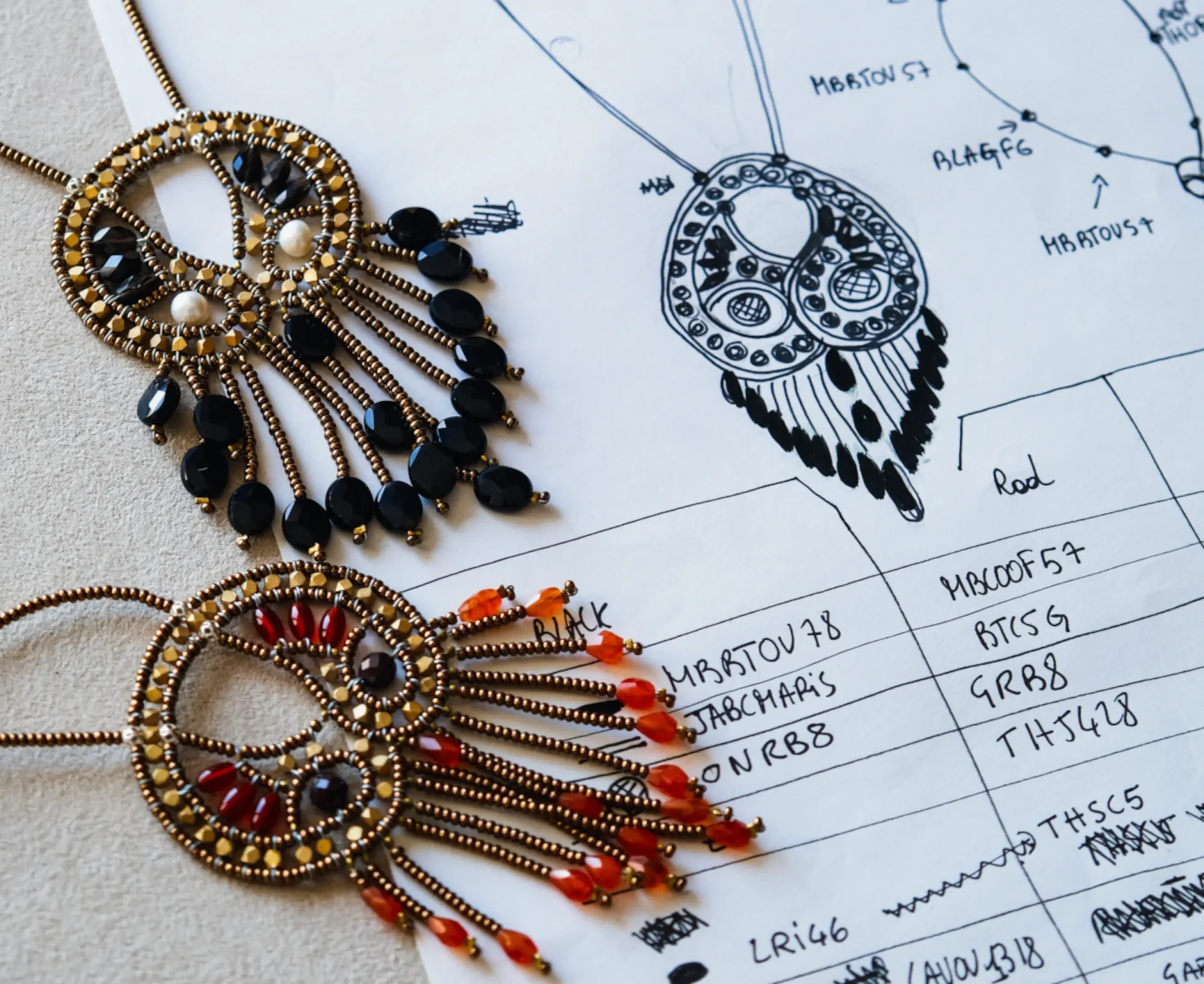 Ziio sketches and jewellery design process