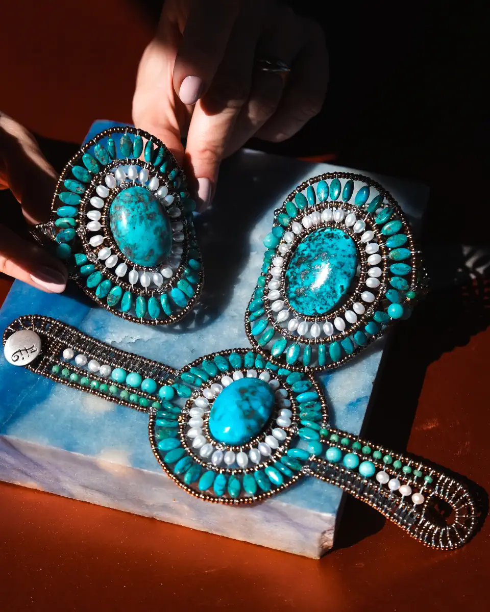 BRACELETS SUN LARGE TURQUOISE A MIX hand - Ziio Jewels
