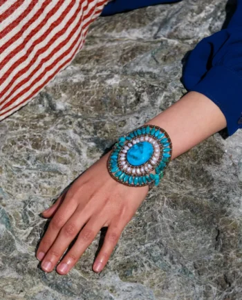 BRACELET SUN LARGE TURQUOISE A - modella -Ziio jewels
