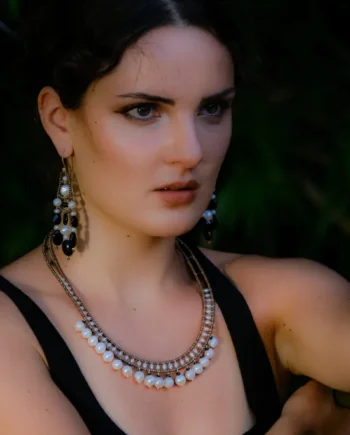 Earrings DANCE Black and White - Necklace DANCE Pearl - Ind4 - Ziio Jewels