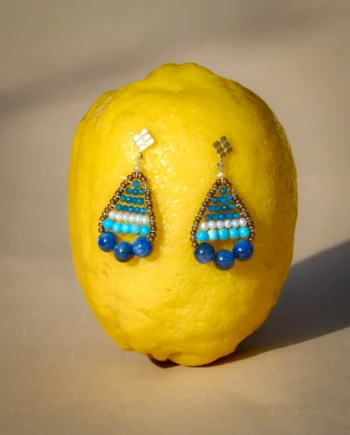 1. Earrings JARDIN Small Blu by Ziio displayed on a lemon