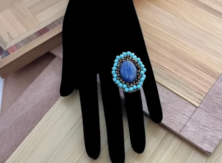 Ring PENELOPE Ovale Kyanite -Marqueterie-closeup - ZIIO Jewels